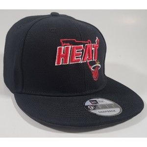 Miami Heat New Era Black Adjustable Snapback Name State Inlay NBA Basketball Cap